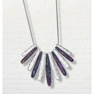 Dana Buchman Silver Amethyst Stone Necklace Silver Tone 21"
